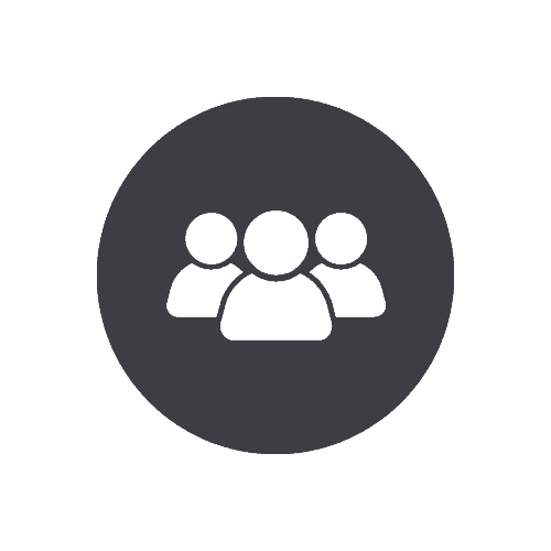 Icon of three stylized figures inside a dark circle, representing a group or community, reminiscent of the unity within tree service Lehigh County teams.